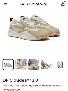 DF Cloudea™ 2.0 Women's Beige Sneaker with Gum Sole